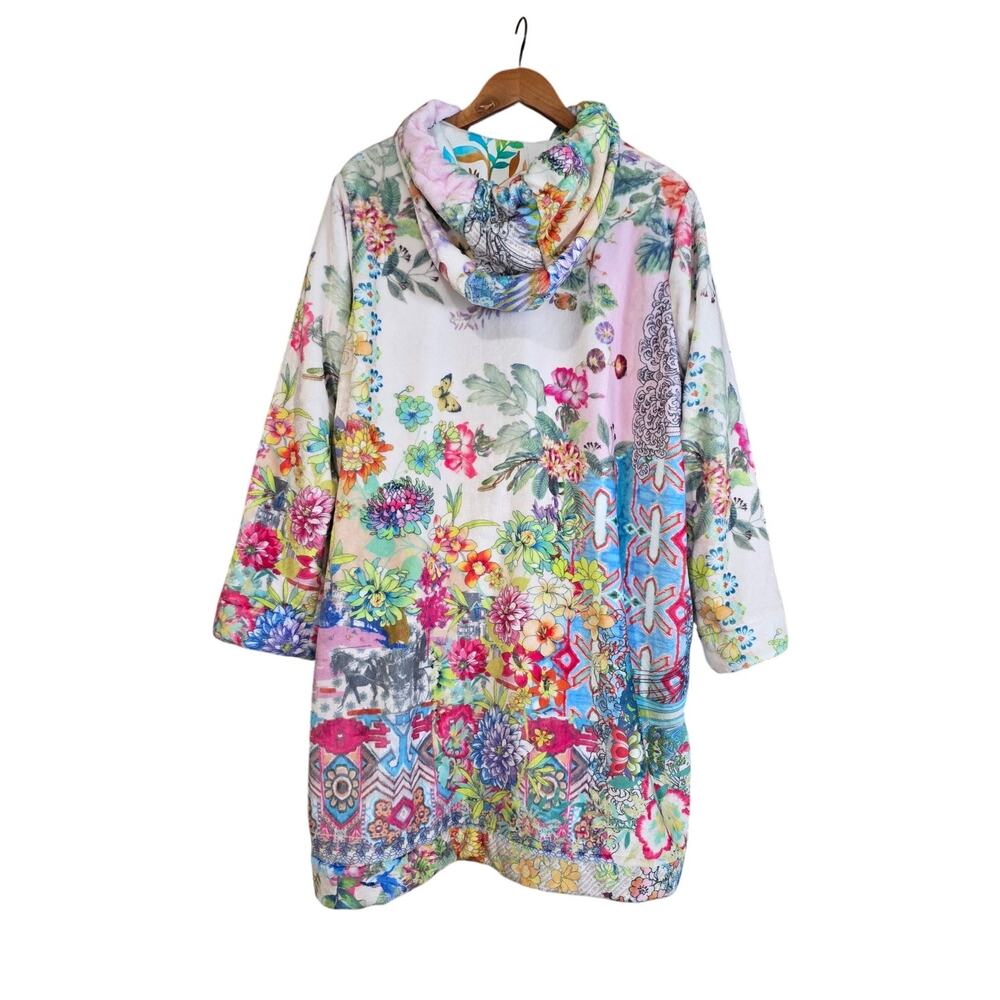 Johhny Was Biya Reversible Hoodie Jacket Floral Multi Size L - Picture 2 of 6